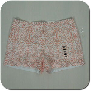 ELLE Shorts 12 Womens Short Coral Swirl Pattern Cotton